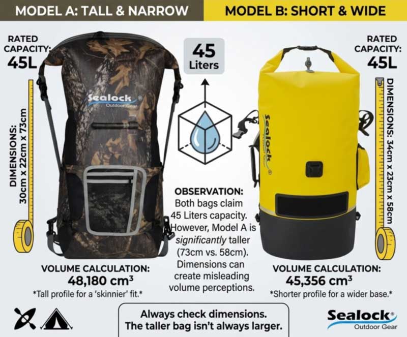 IMPERVIUS Backpack Capacity Guide pro emptoribus